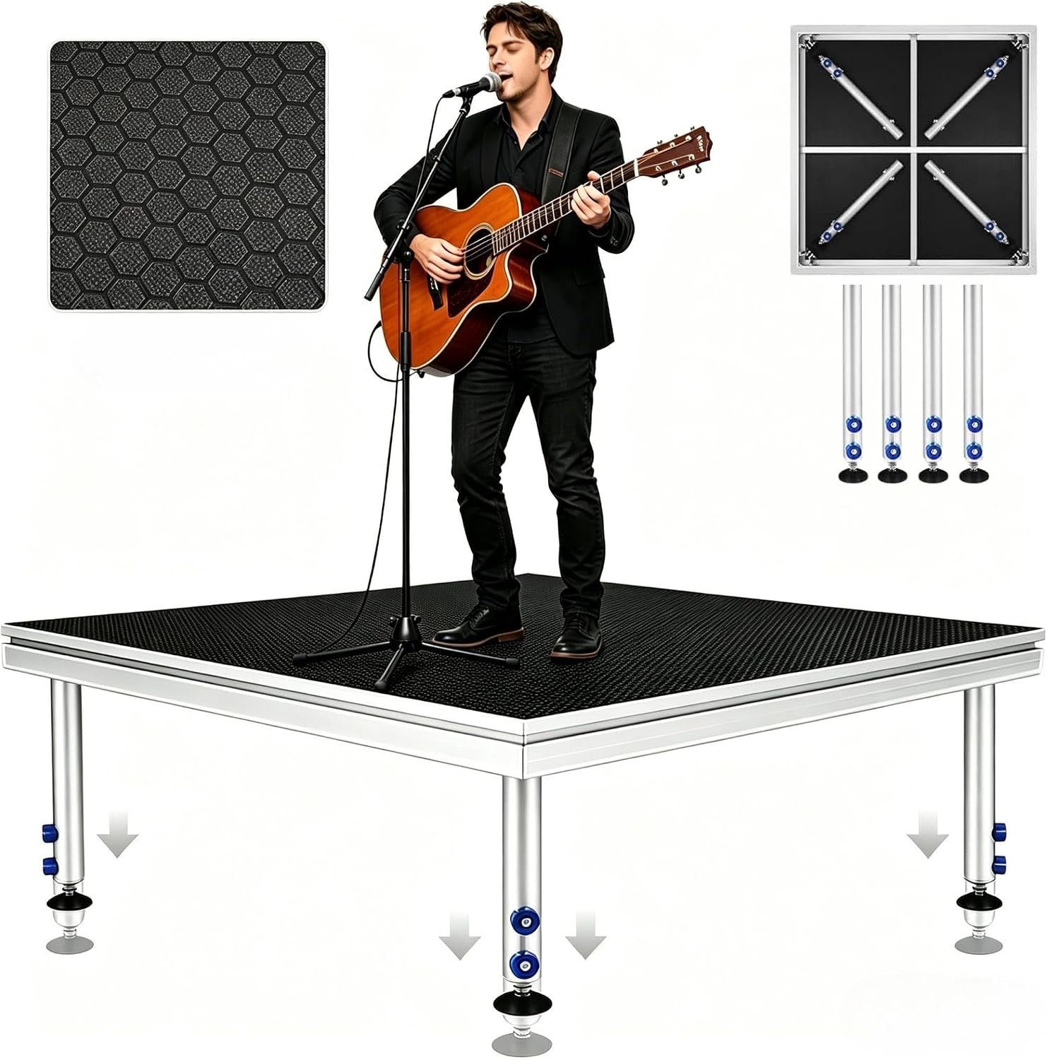 4x4ft/12x16ft Portable Stage Height Adjust 24" -40"Platform Modular System Stage