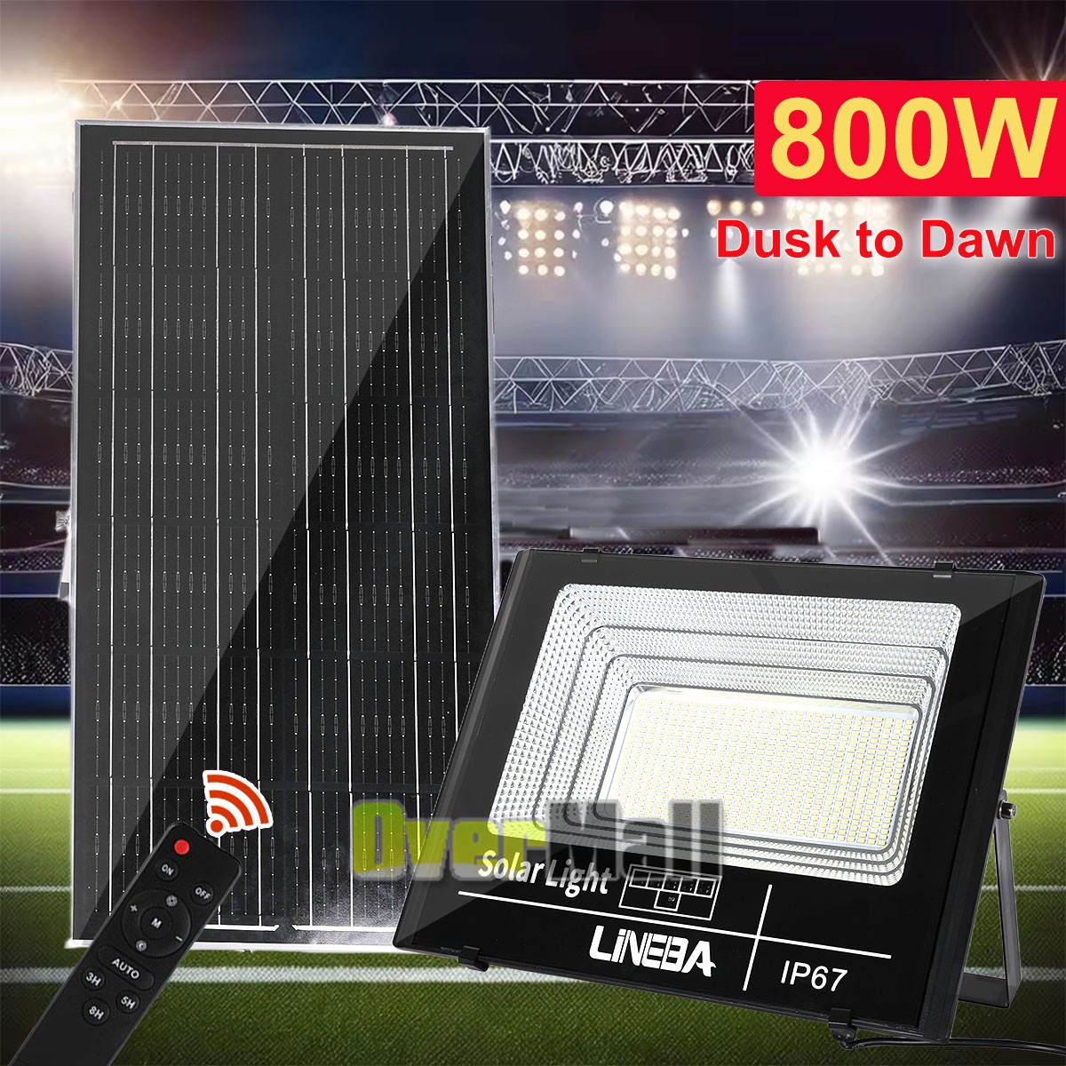 26000000LM LED Solar Security Light Outdoor, IP67 Waterproof Outdoor Flood Light