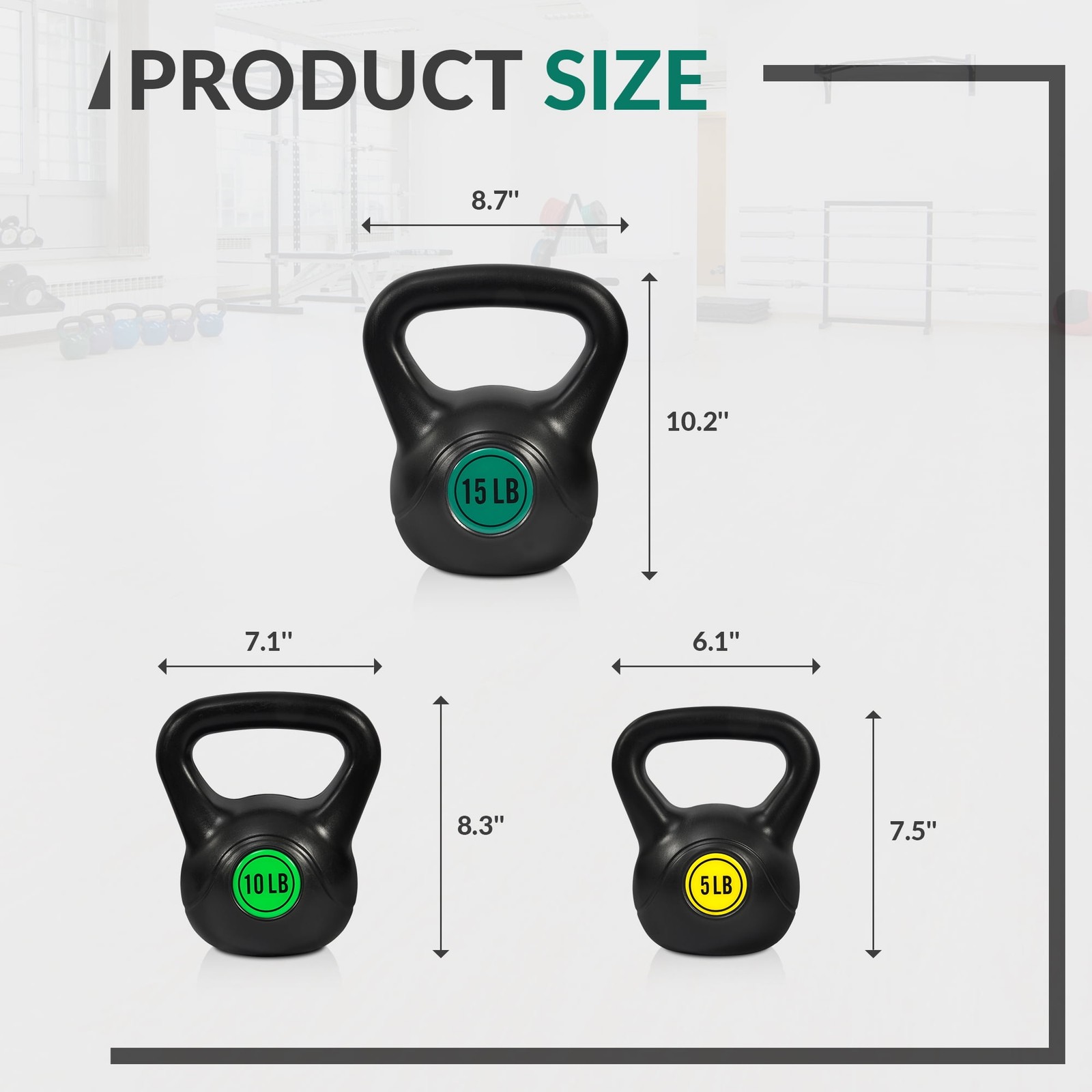 BalanceFrom 5 10 15lbs Wide Grip Kettlebell, Black