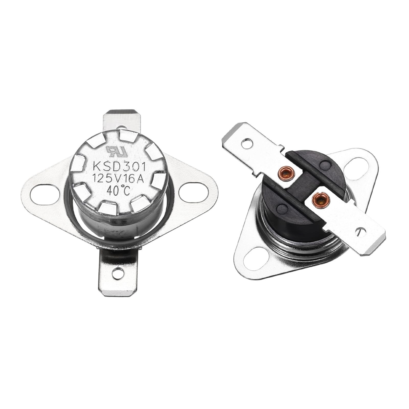 2 Pack KSD301 Temperature Switch 40C 104F 16A NC Snap Disc Thermostat Oven Micro
