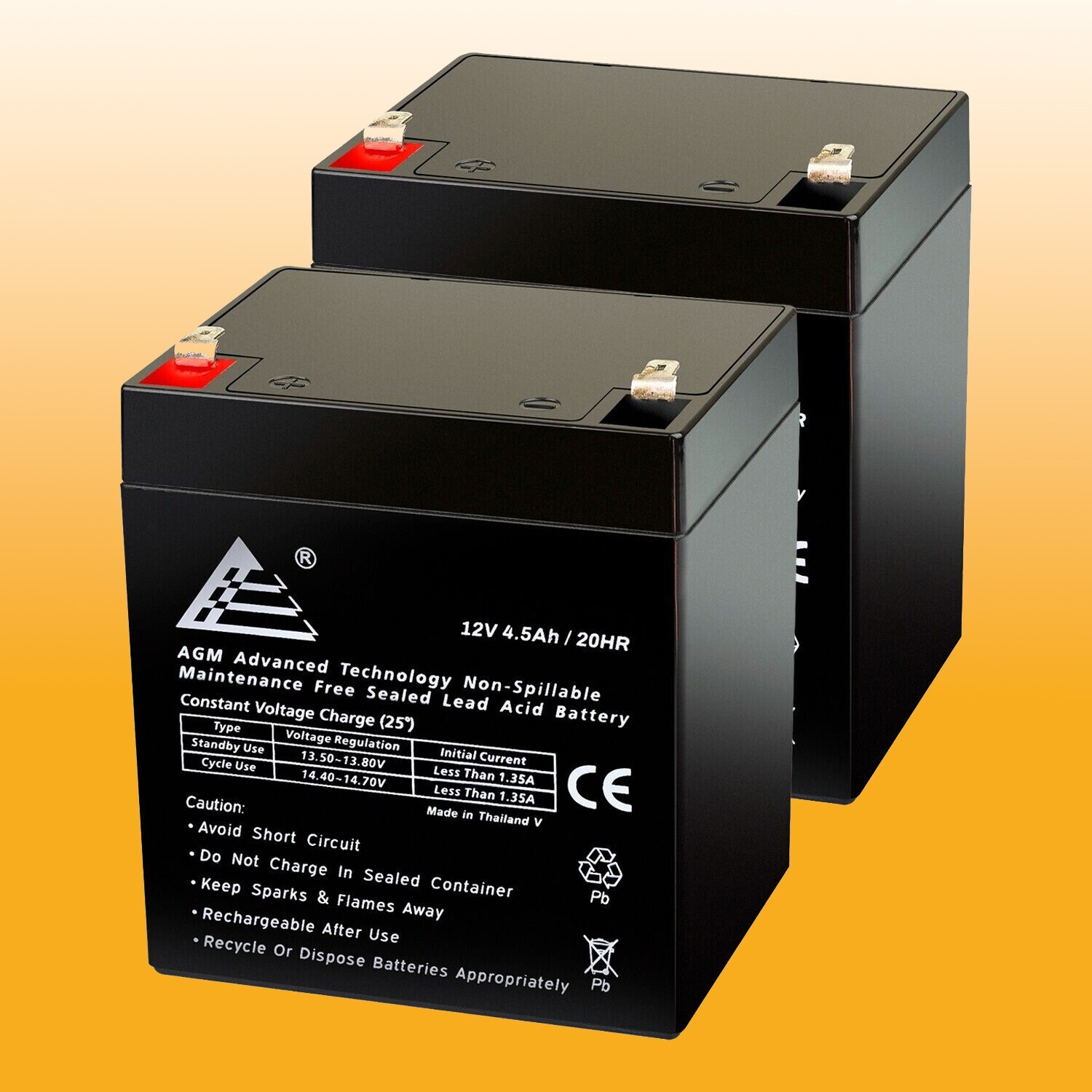 2 Pack - 12V 4.5Ah Replacement Scooter Battery for Enduring CB4.5-12, CB 4.5-12