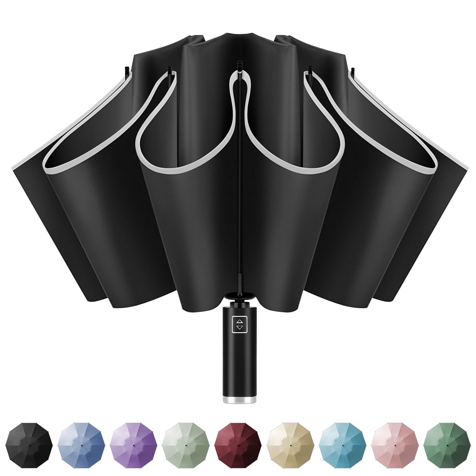 Yoobure Inverted Windproof Travel Umbrella - Automatic 46.4 inches, Black