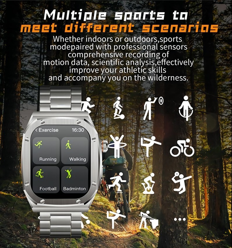 Smart Watch Waterproof Bluetooth Call Fitness Tracker Compass With 2 Straps