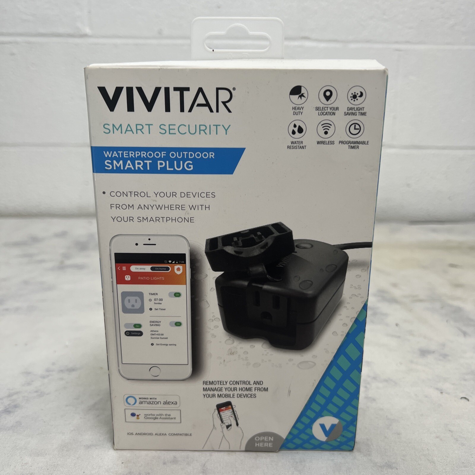 Vivitar Smart Security Waterproof Outdoor Smart Plug-Alexa and Google Assistant