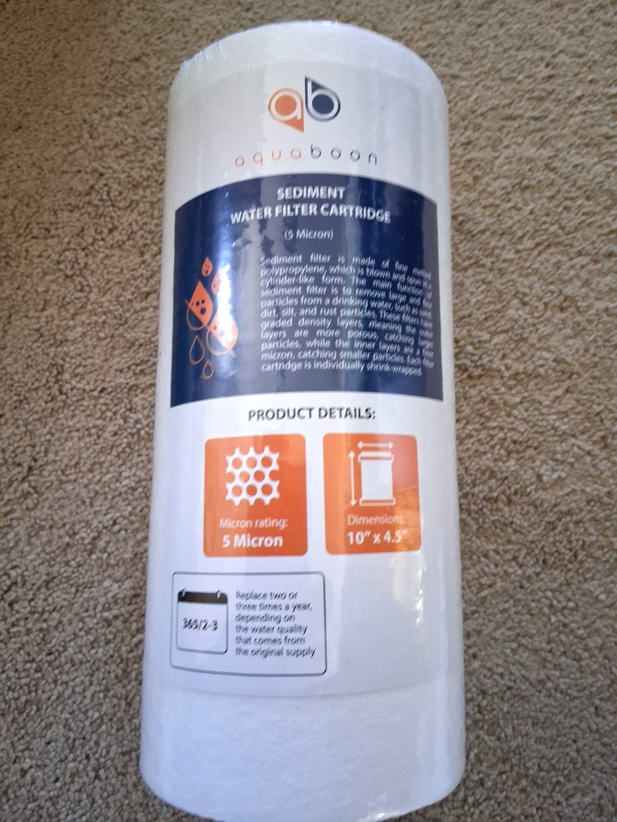 3 Pack Aquaboon 5 Micron Sediment Water Filter Cartridge 10" x 4.5" FREE SHIP!