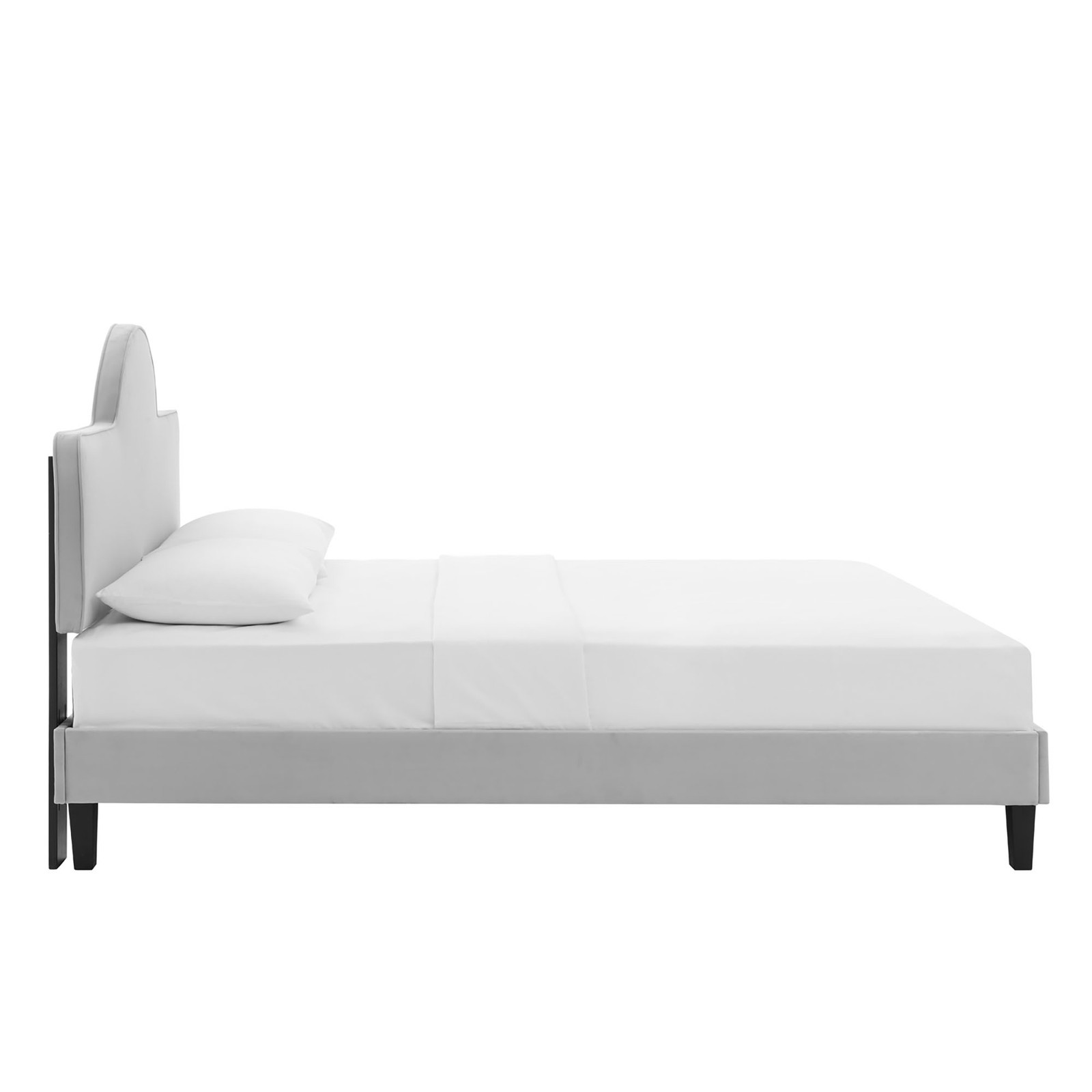 Modway Soleil Performance Velvet King Bed in Light Gray