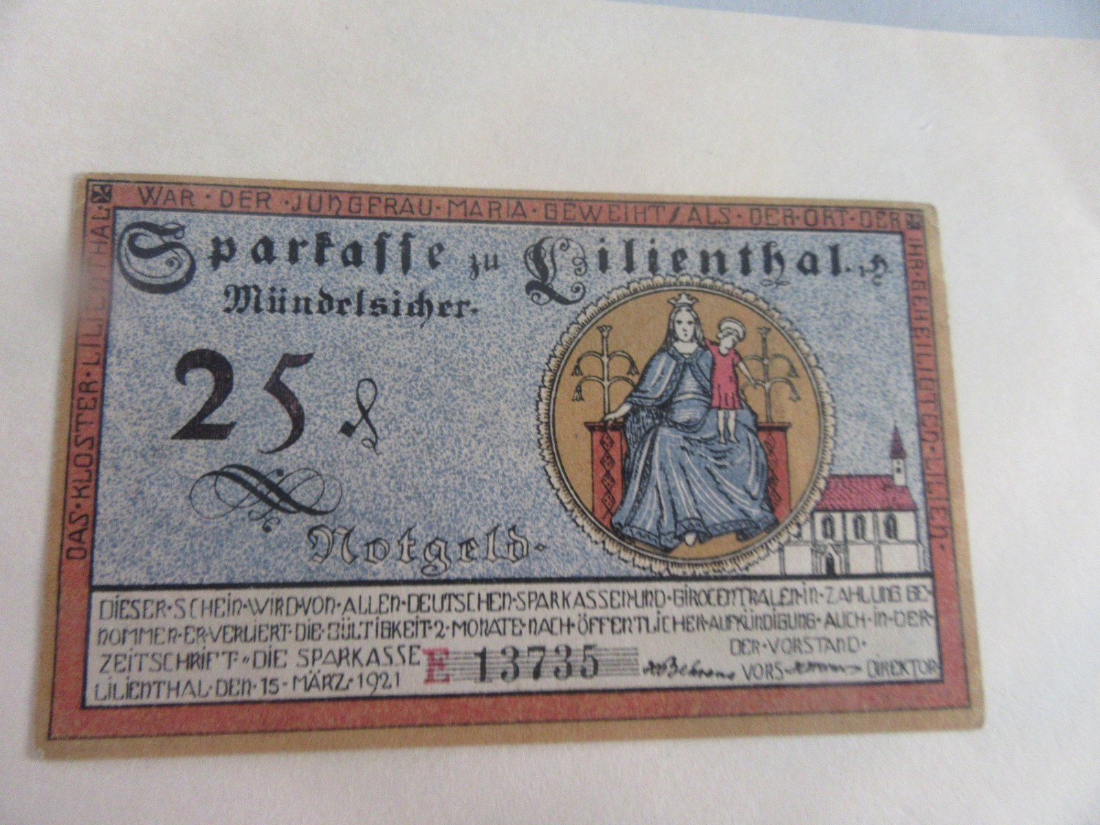 German Notgeld 25pf Note In Uncirculated Condition-1921  ~FREE SHIP~ AUCTION #1