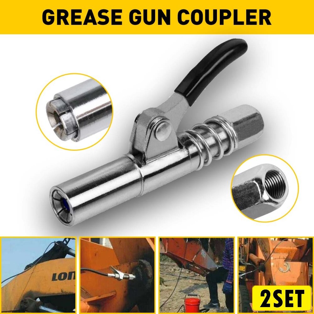 2Set Top Grease Coupler Gun Locks Zerk Onto Grease Fittings Goes in 1/8?? No NPT