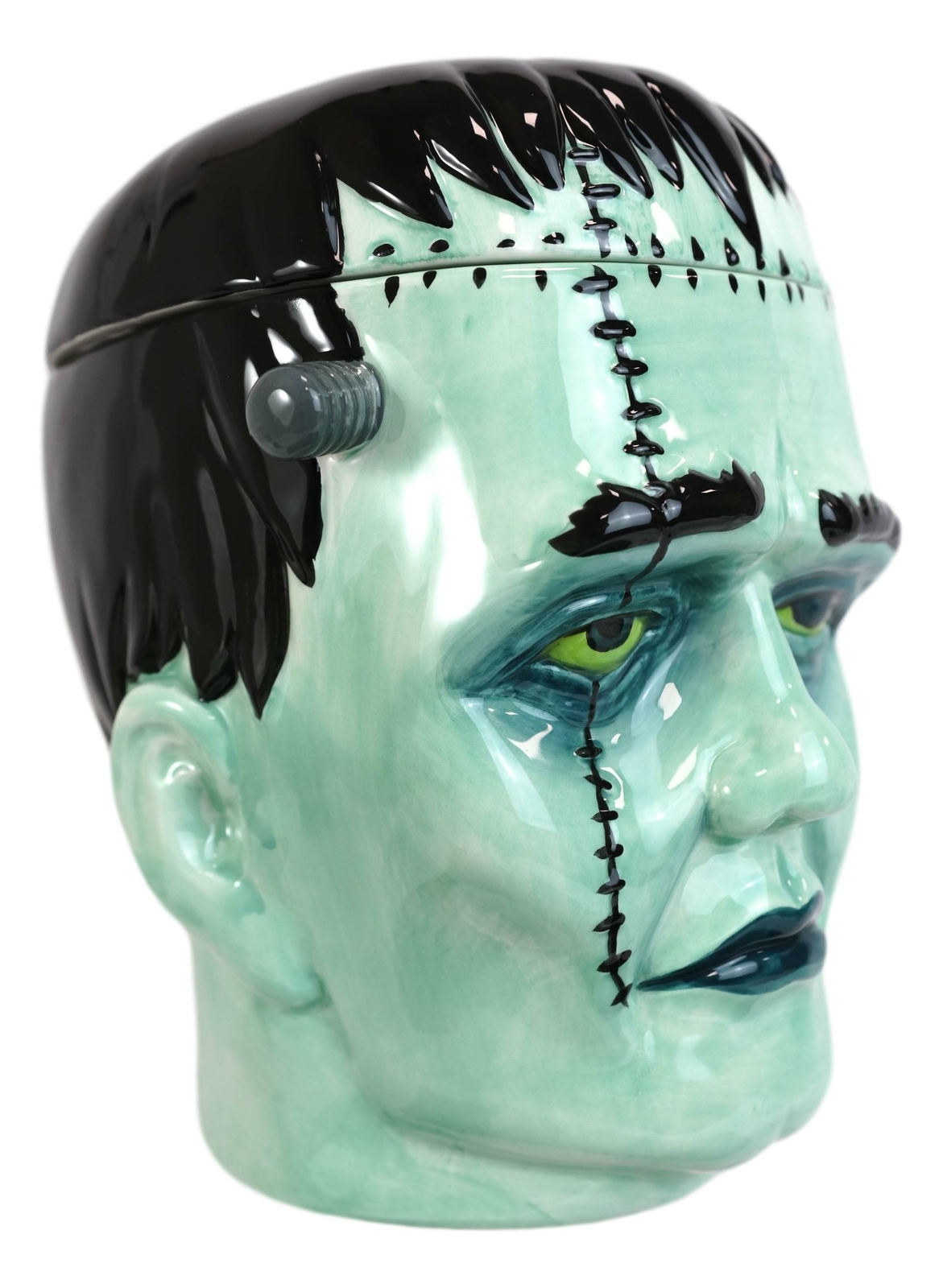 Ceramic Ghastly Victor Frankenstein Skull Cookie Jar Halloween Decor Kitchenware