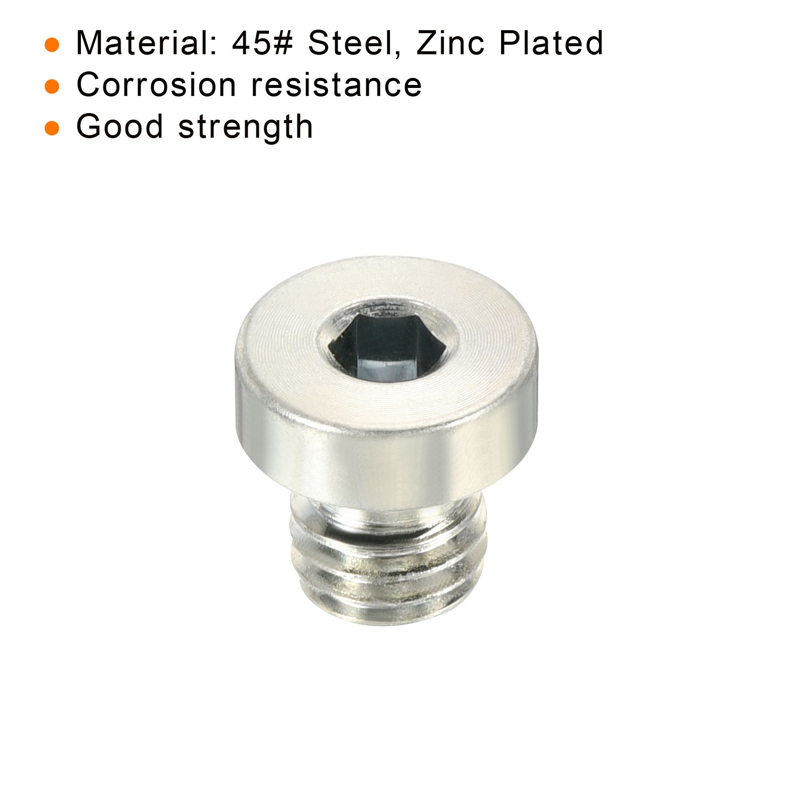 M8*1.25 Hex Head Pipe Fitting Plug, Male Thread 45# Steel Plug
