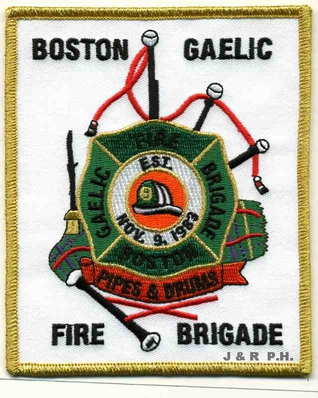Boston  Gaelic Fire Brigade - PIPES & DRUMS, MA (4" x 5" size) fire patch