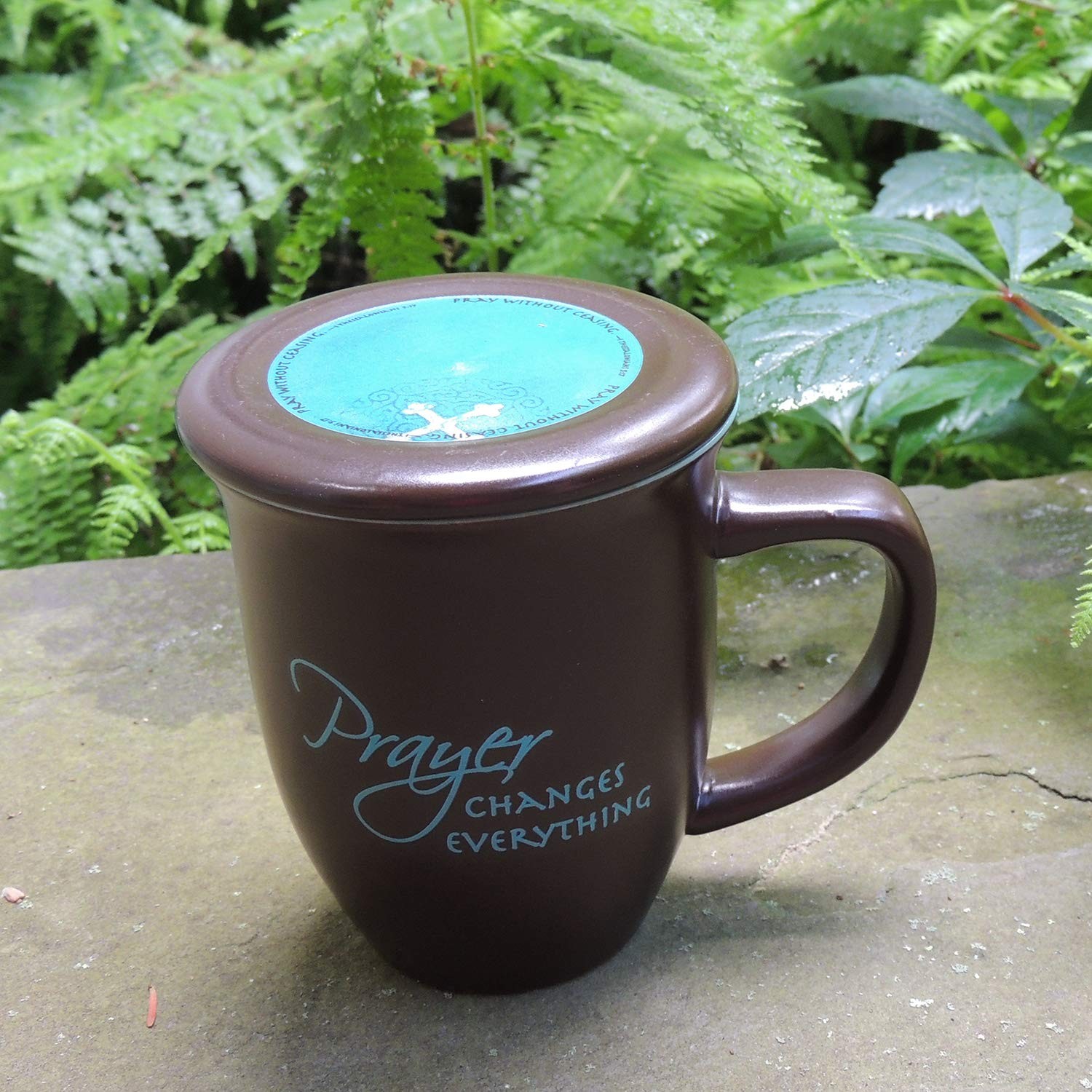 Abbey Gift Prayer Changes Everything Coaster Brown and Blue, 1 Count, Dishwas...