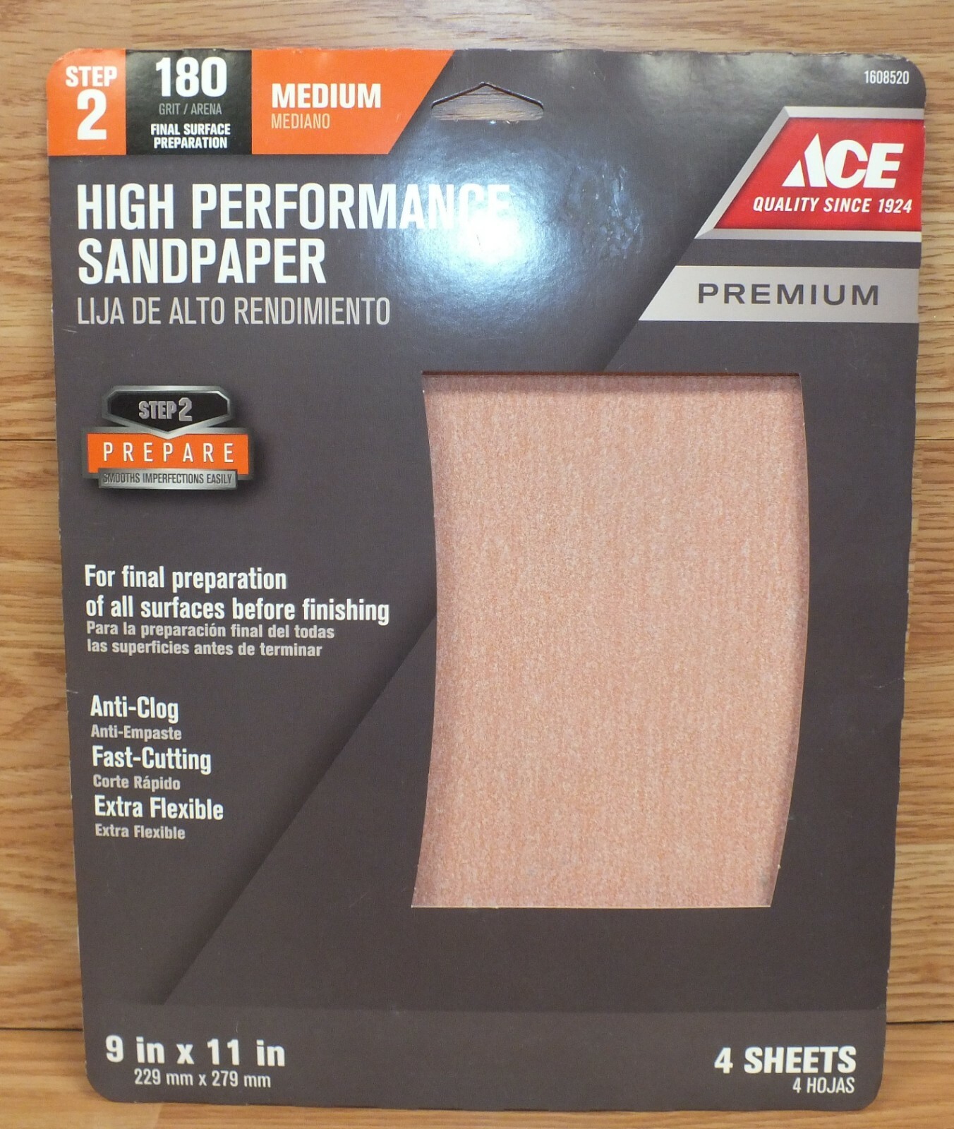 Ace (1608520) 180 Grit Medium 9" x 11" Step 2 High Performance Sandpaper *READ*