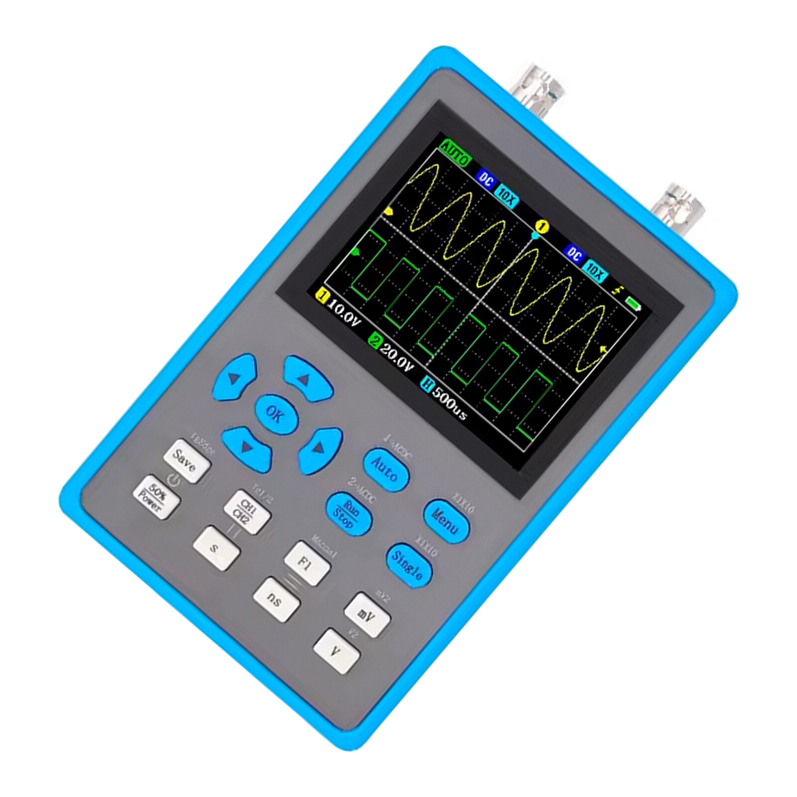 Handheld 2 Channel LCD Oscilloscope 120M Bandwidth 500Ms Sampling Rate DSO2512G