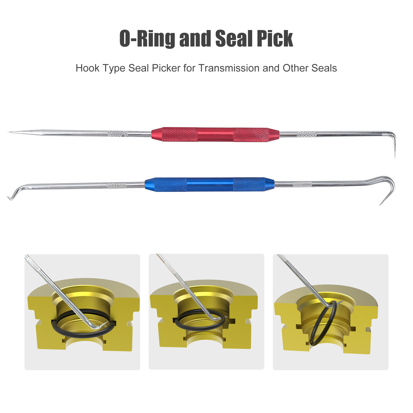 5pcs Hydraulic Cylinder Piston Rod Seal U-cup Installation & Remove Tool Kit Set