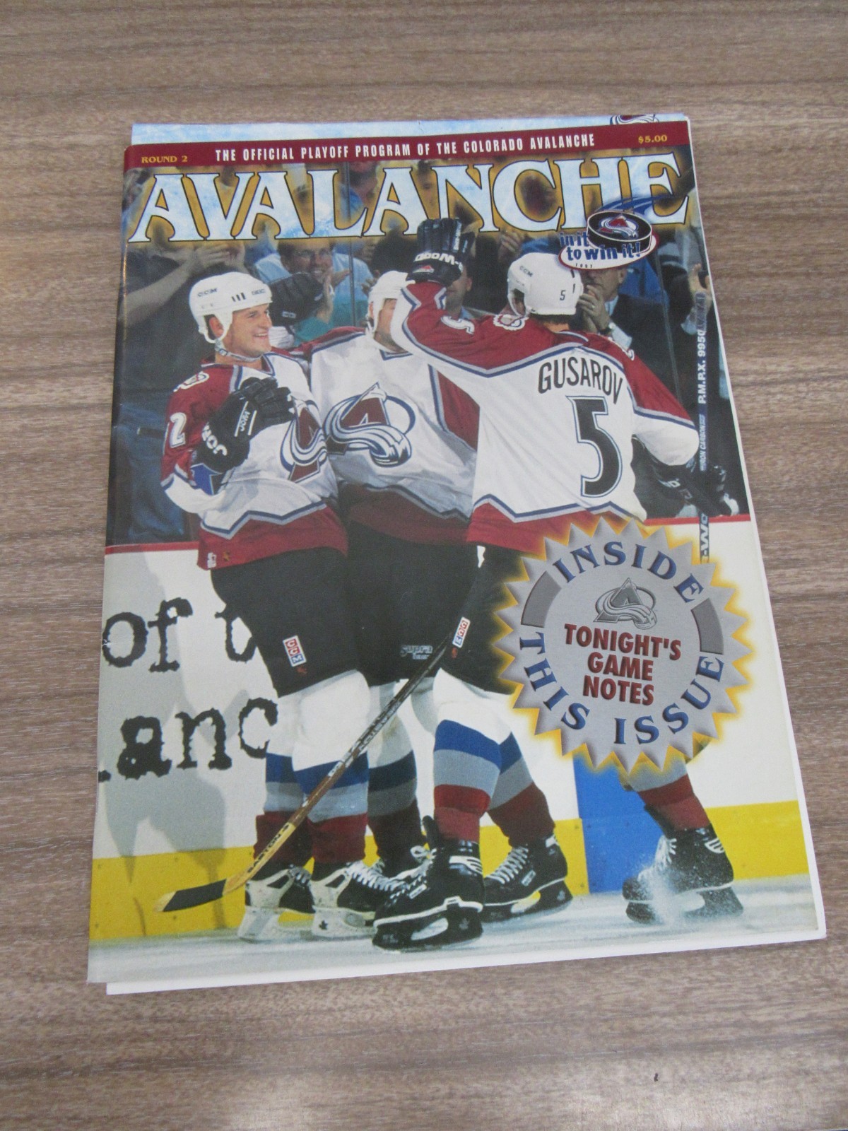 1996-97-Avalanche Playoff Program vs. Canucks  Game 2 5/4/97 w/ roster card