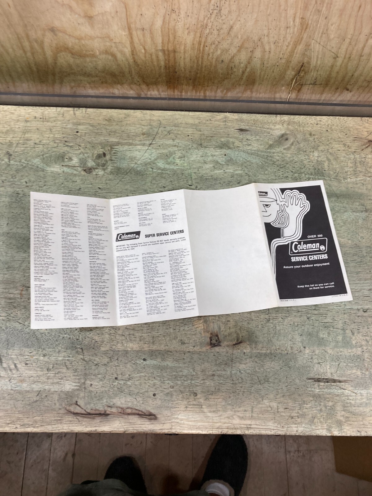Coleman Service Center Pamphlet Insert - circa 1970's
