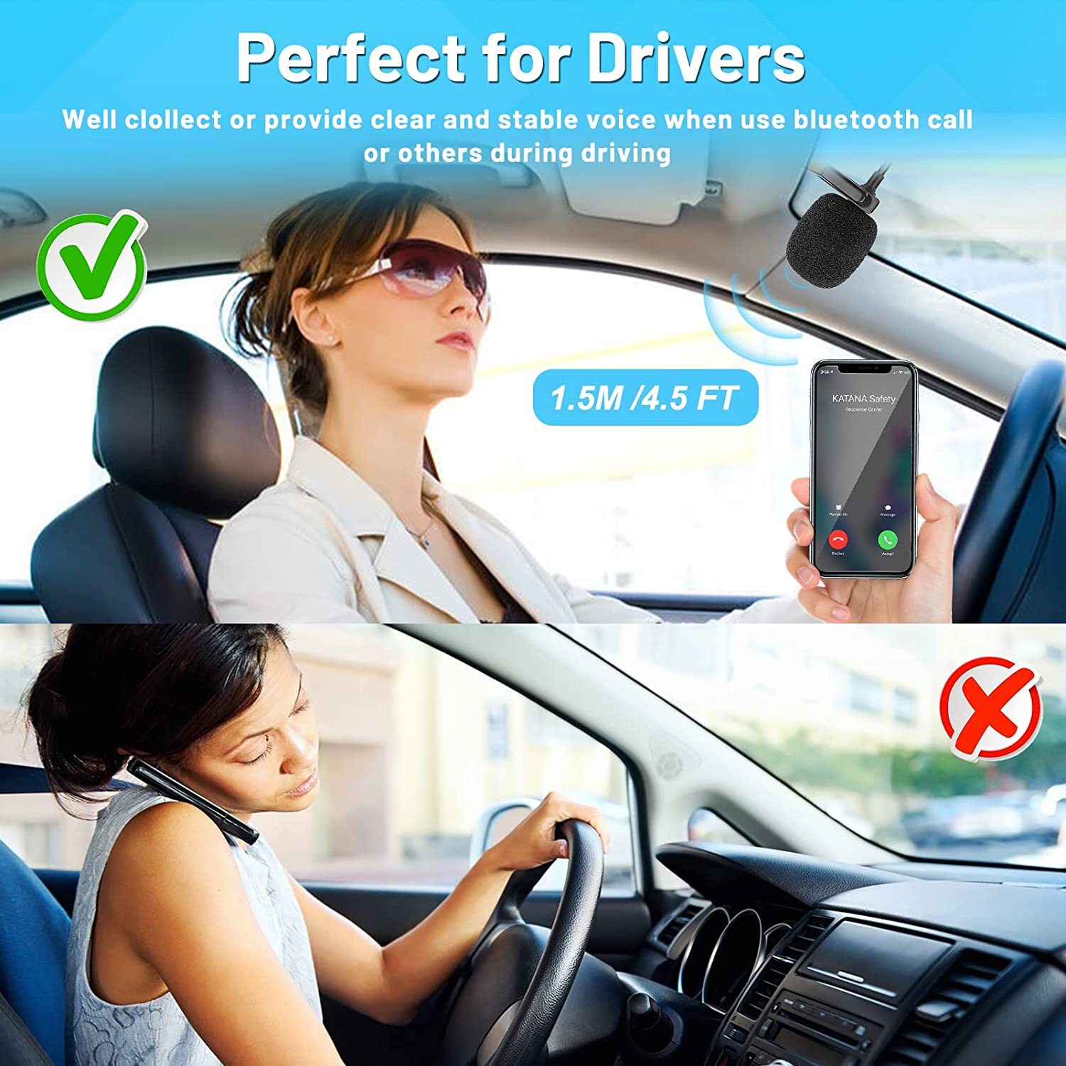 3.5mm Car Stereo External Microphone For Bluetooth Enabled Stereo Radio GPS DVD
