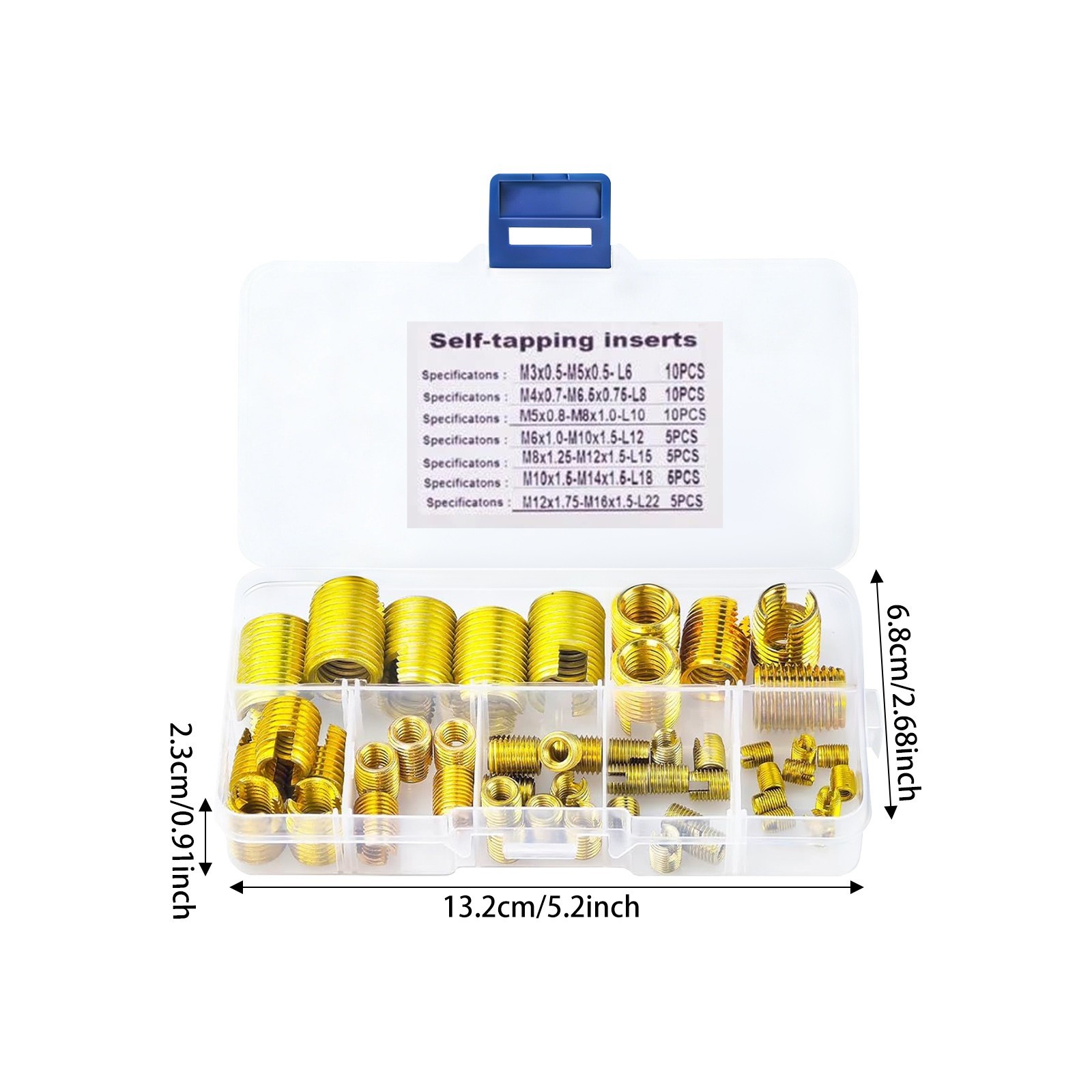 50Pcs Self Tapping Thread Inserts Set, Gold Thread Reinforce Repair Tool