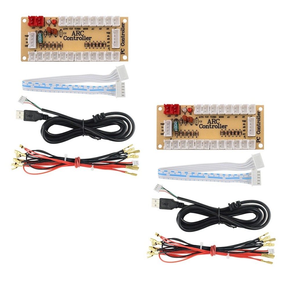 2XUSB Arcade Encoder Zero Delay PC to Joystick 5Pin MAME Sanwa Push Button+Cable