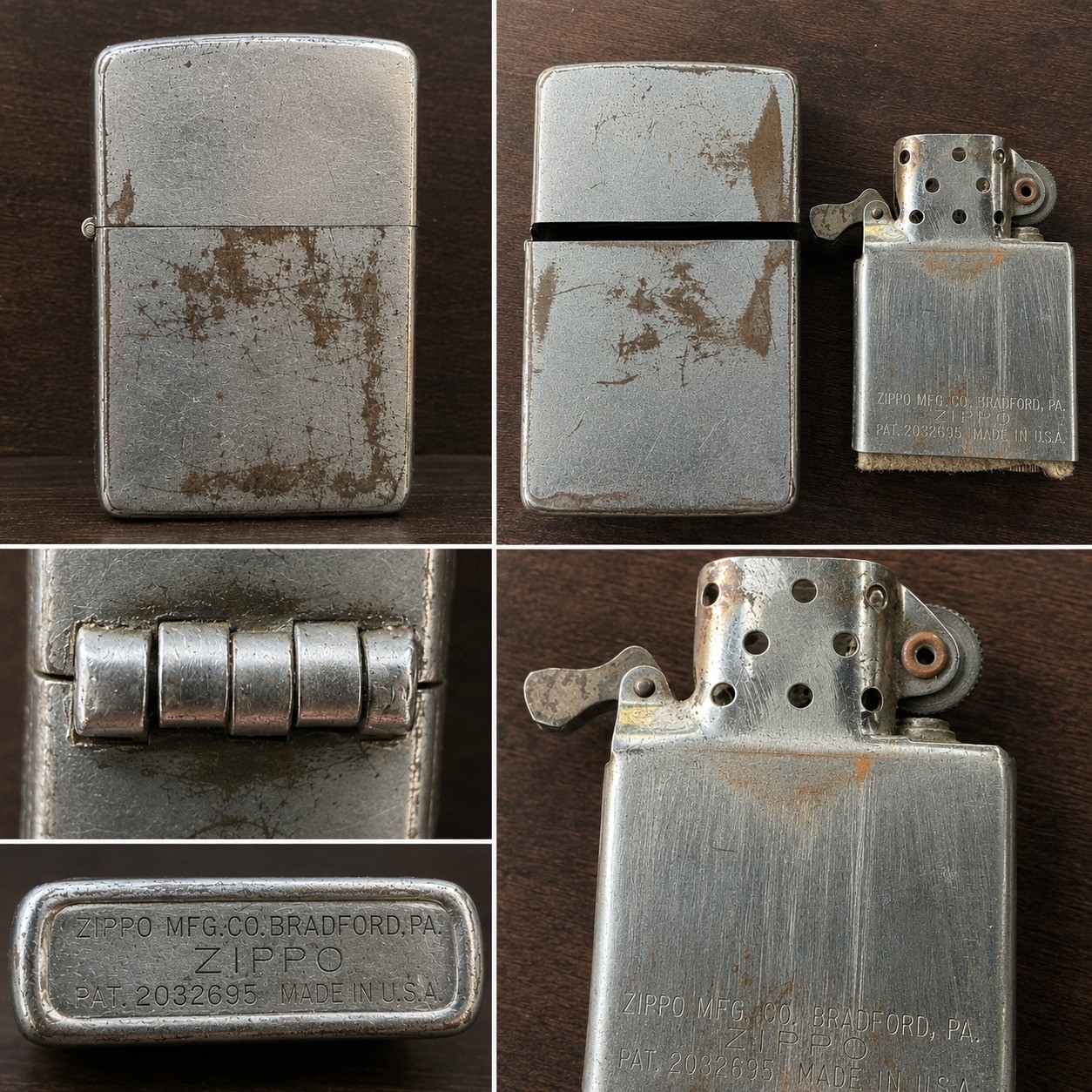 Vintage Zippo Lighter PAT 2032695 Early Model See Photos For Details