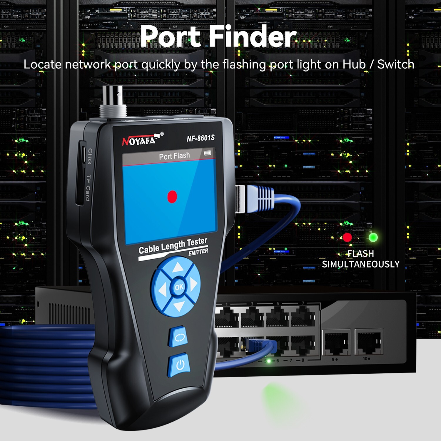 Network Cable Tester,AT278 TDR Multi-functional LCD Tracker NOYAFA NF-8601S