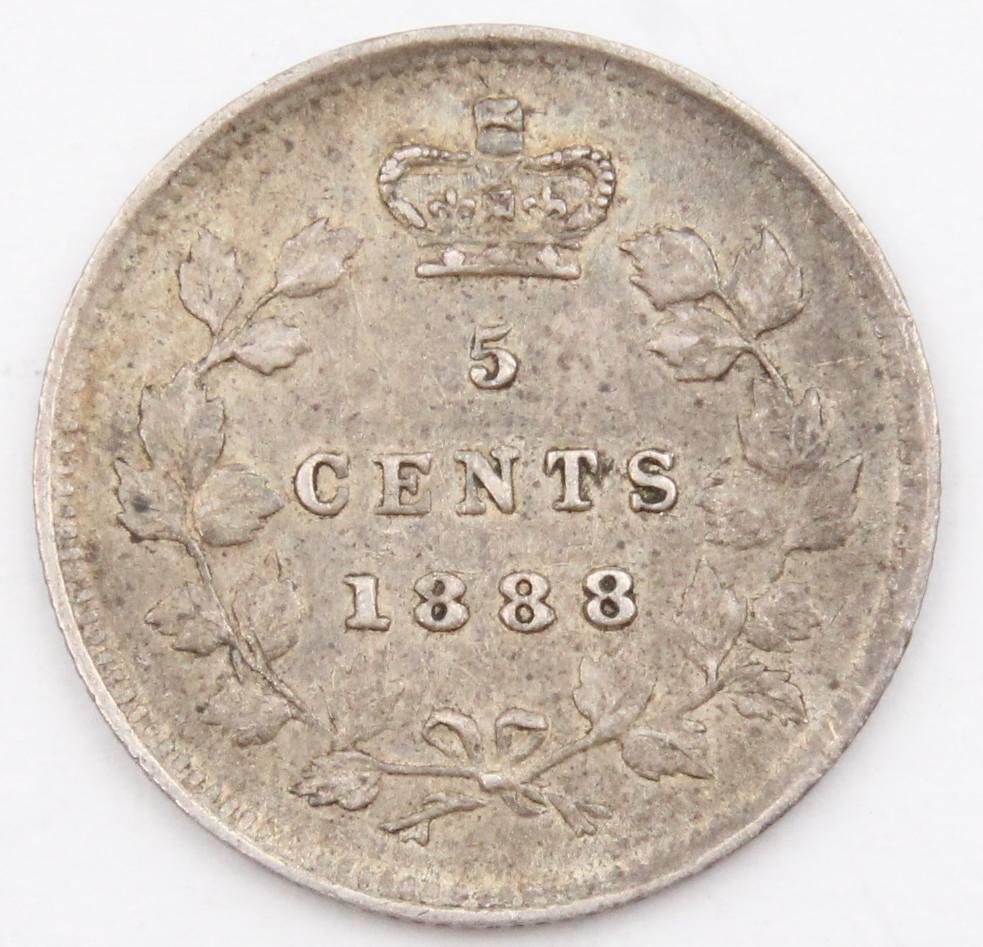 1888 Canada 5 cents nice EF/AU
