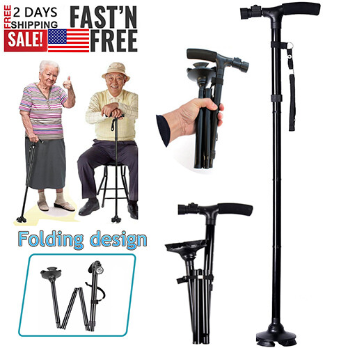 Retractable Straight Posture Cane Walking Adjustable Collapsible Walking Stick