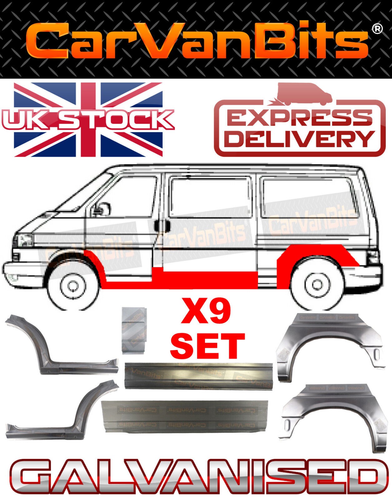 FOR VW TRANSPORTER T4 LWB 90-03 OUTER REPAIR BODY PANEL DOORSTEP SILL WING SET