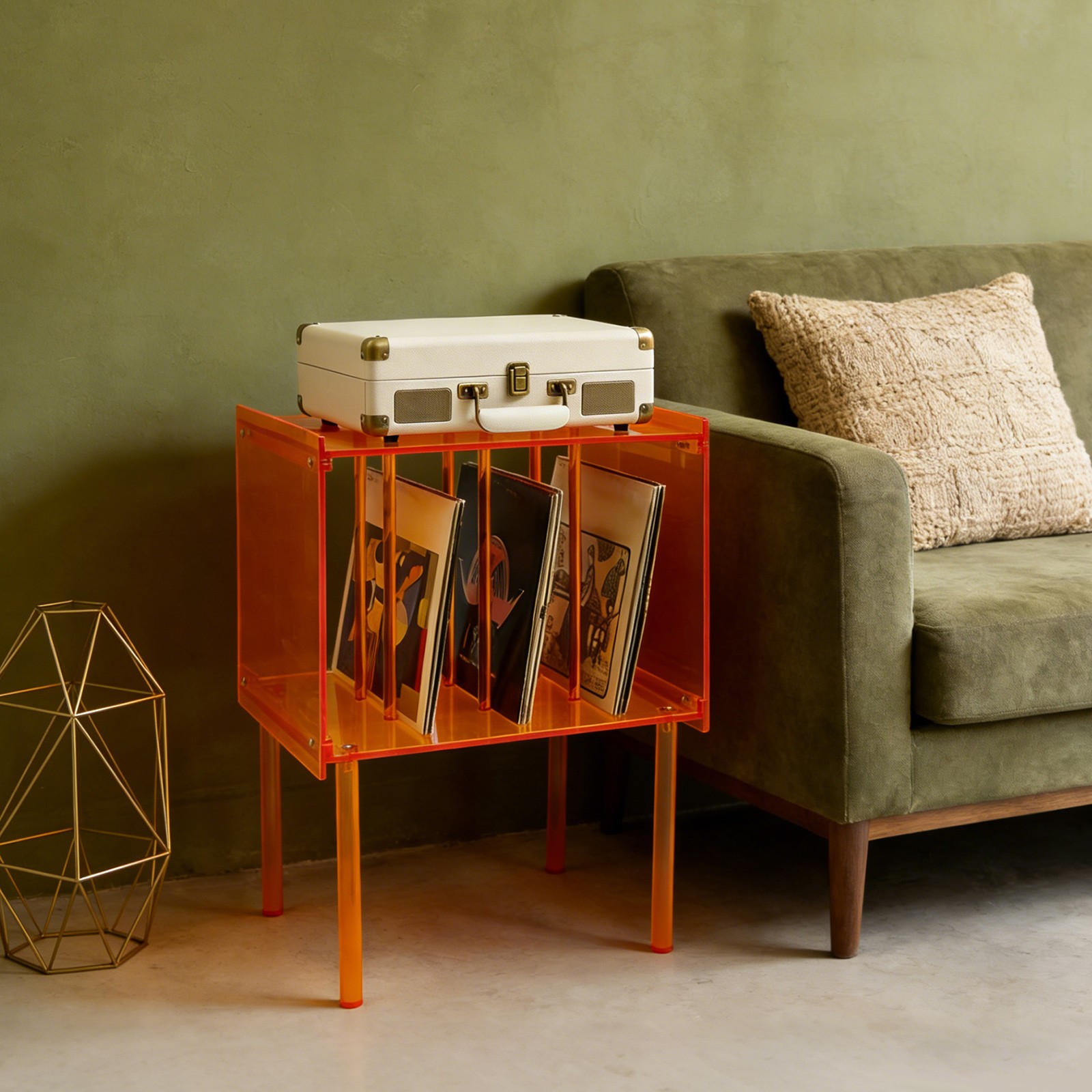 Acrylic Record Player Stand, Record Player Stand W/ Storage, Acrylic Side Table