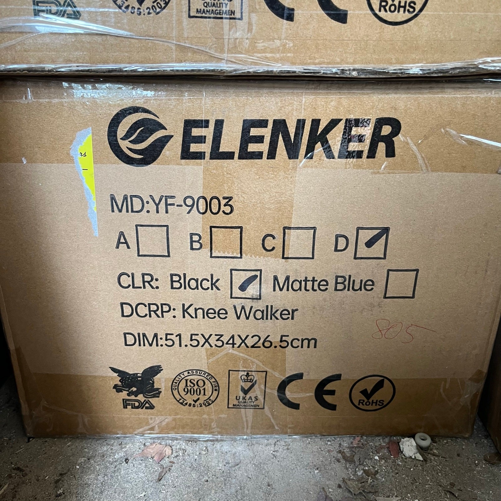 Elenker Knee Walker YF-9003 Steerable Scooter Mobility Black