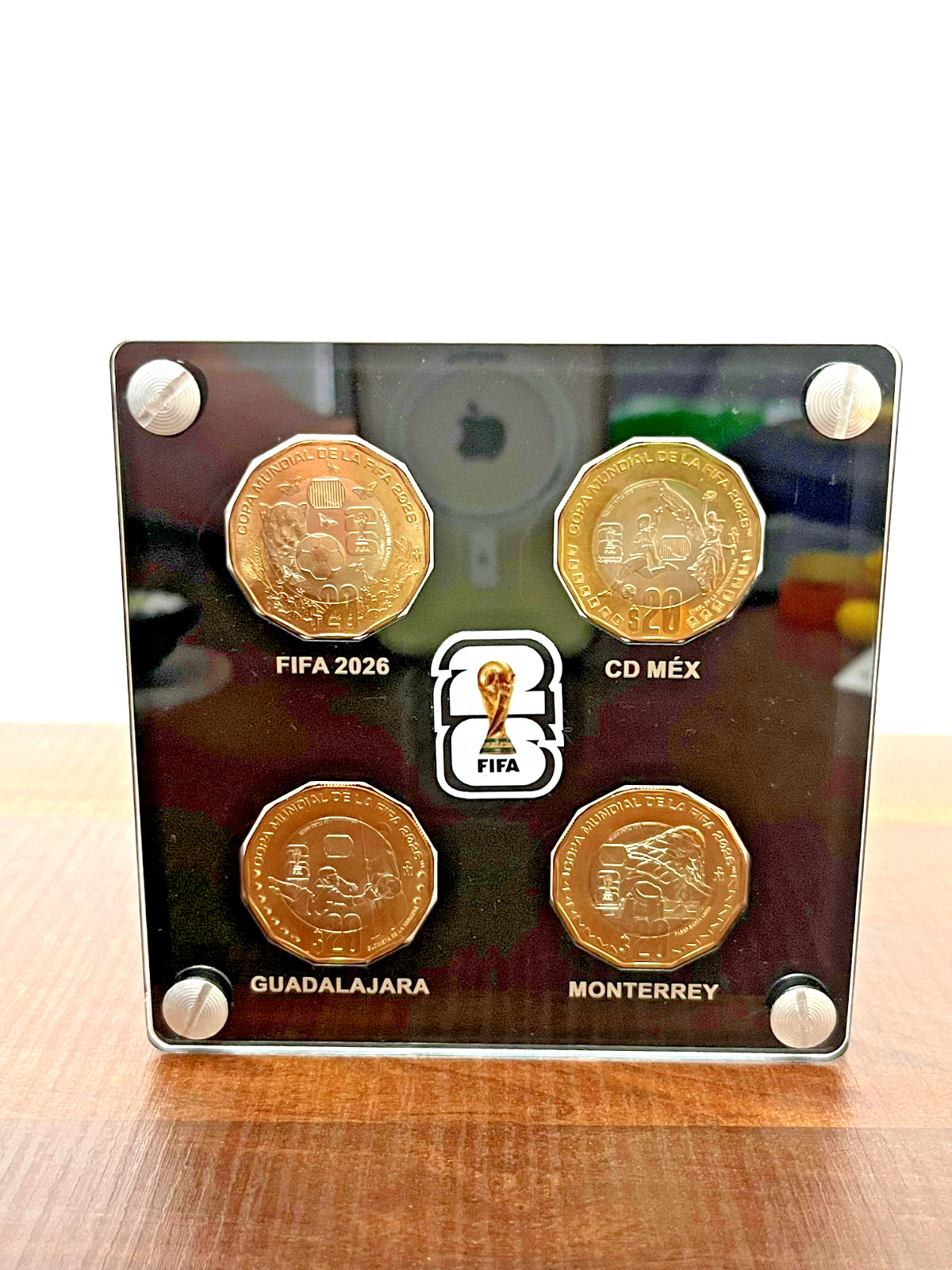 DISPLAY FOR ALL 4 MEXICAN COINS WORLD CUP 2026 DOES NOT INCLUDE COINS