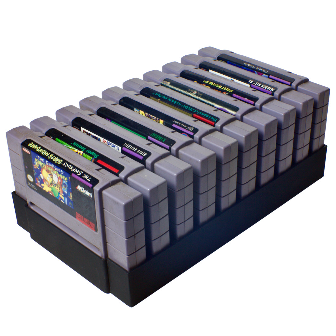 SNES Game Cartridge Holder Tray 10 Super Nintendo Game Display Storage Rack