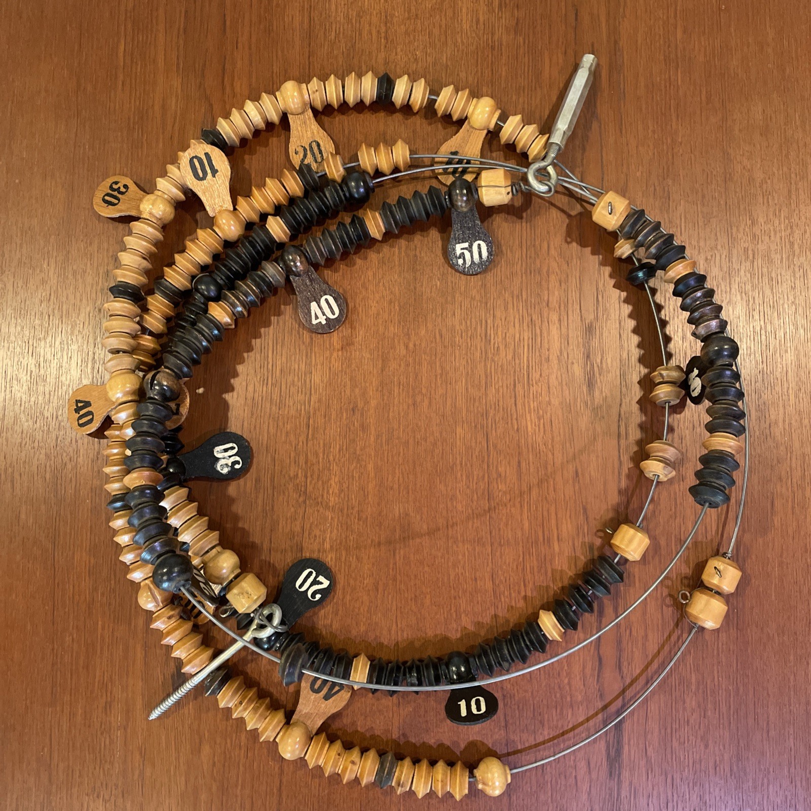 Vintage Dbl Sided Hanging Wooden Billiard Pool, Snooker Score Keeper Beads READ