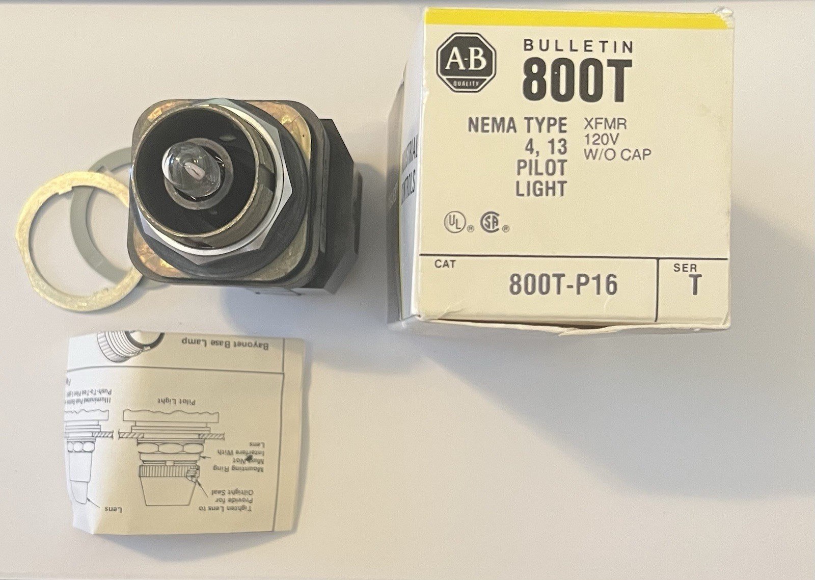 Allen Bradley 800T-P16 T Push to Test Pilot Light No Lens