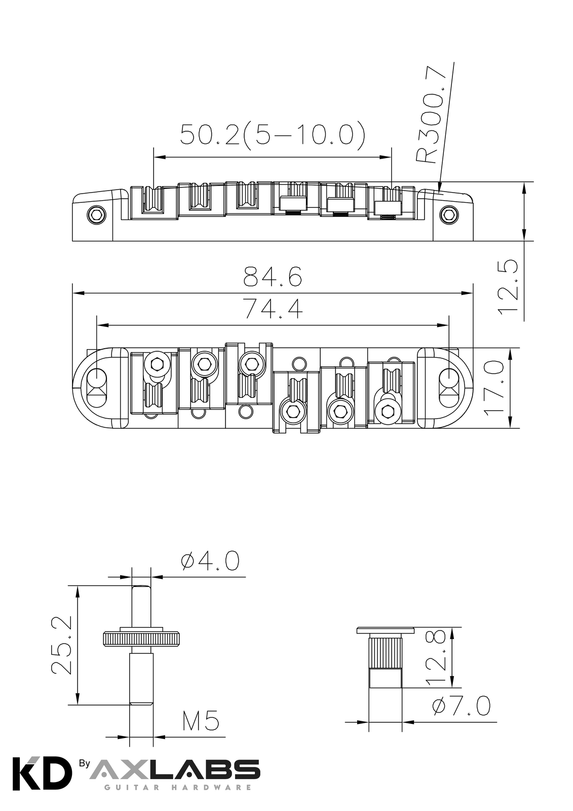 KD By AxLabs Roller Bridge For TOM Replacement - Black