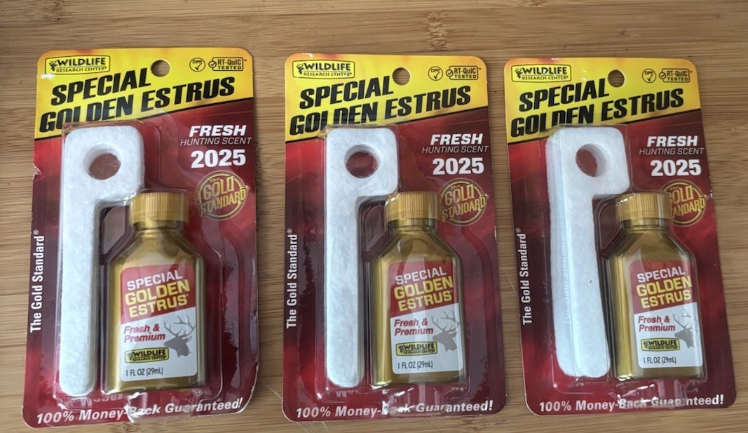 3 New Wildlife Research Special Golden Estrus Deer Lure Doe Estrus Scent 1 Oz