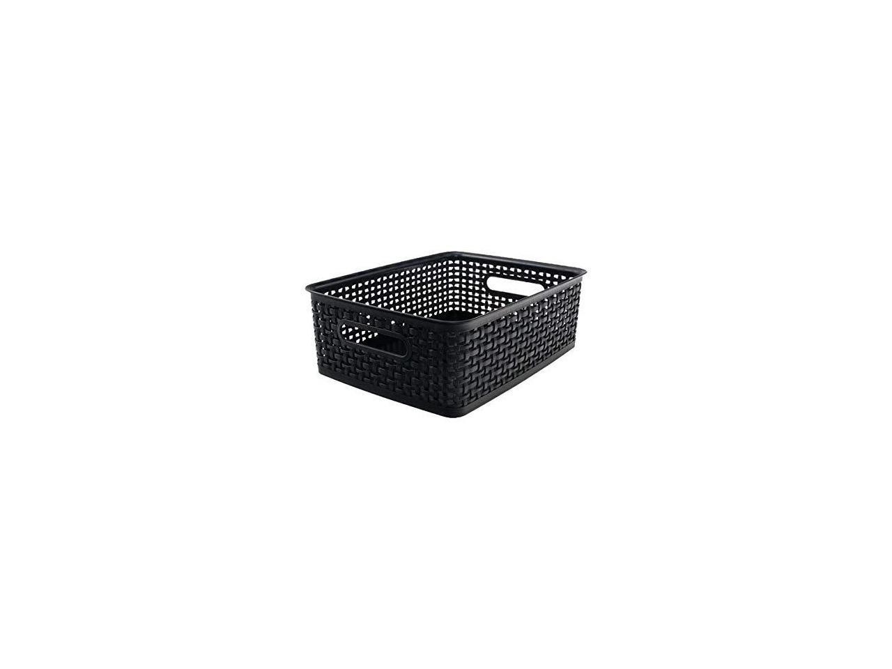 Advantus Plastic Weave Bin Medium 14" x 10.5" x 4.63" Black 36003