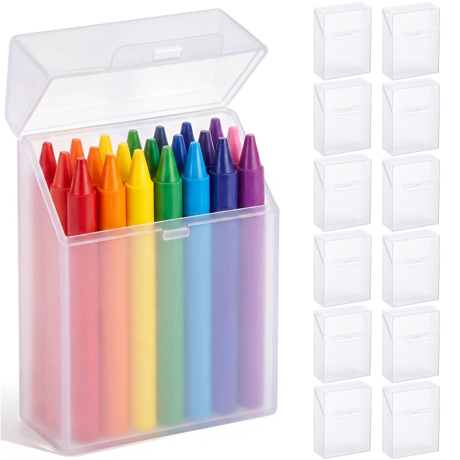 12 Pcs Plastic Crayon Organizer Case for 24 Count Crayons Kids Art Supply Sto...