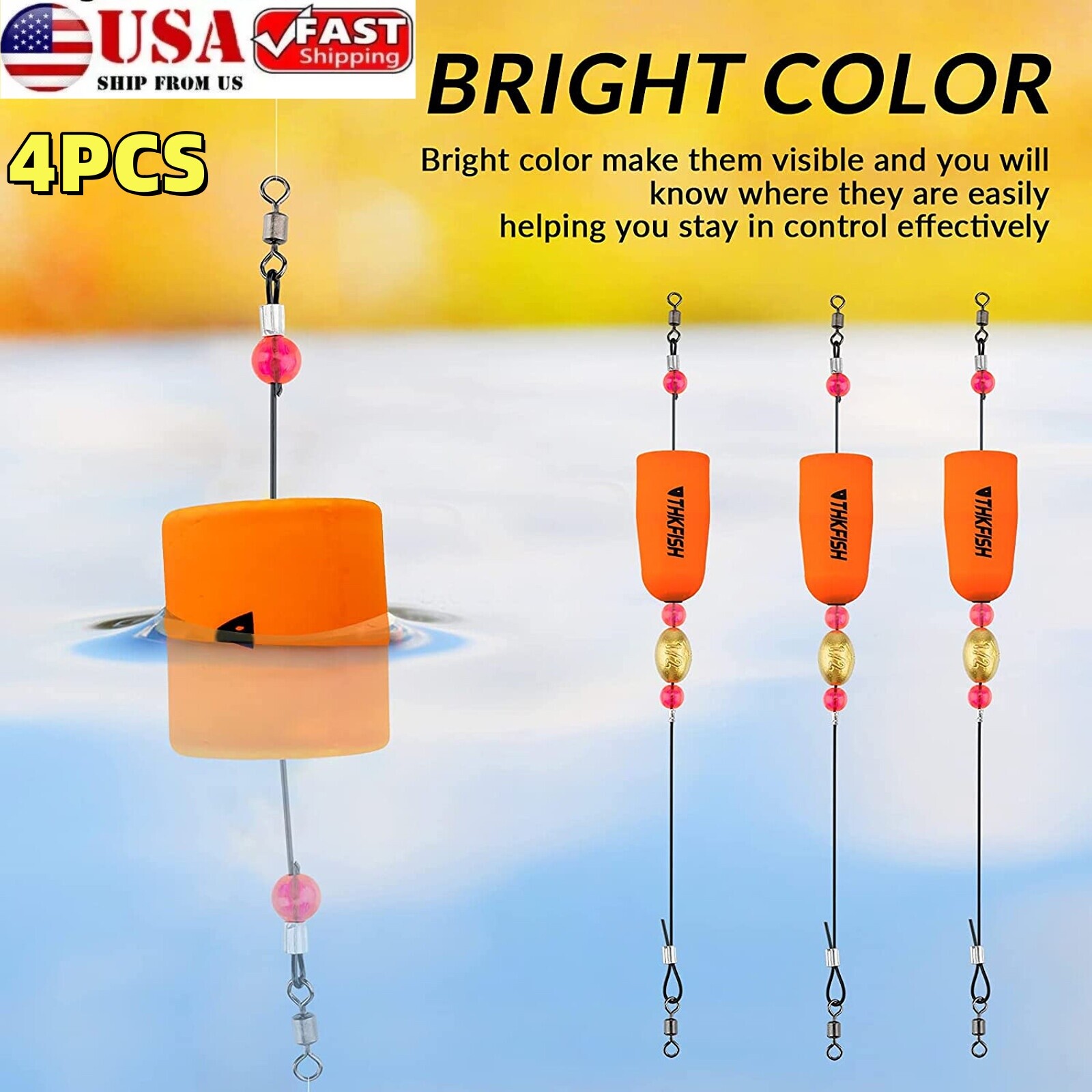 4Pcs Fishing Floats Bobbers Fishing Popping Cork Trout Float Rig Weighted Pop