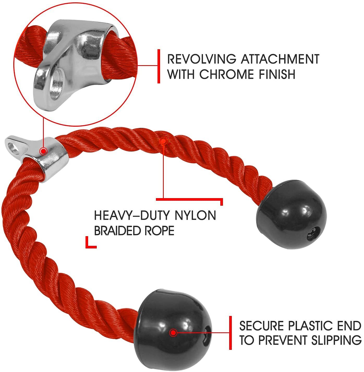 Tricep Cable Attachment Exercise Machine Pulley System Gym Pull Down Rope