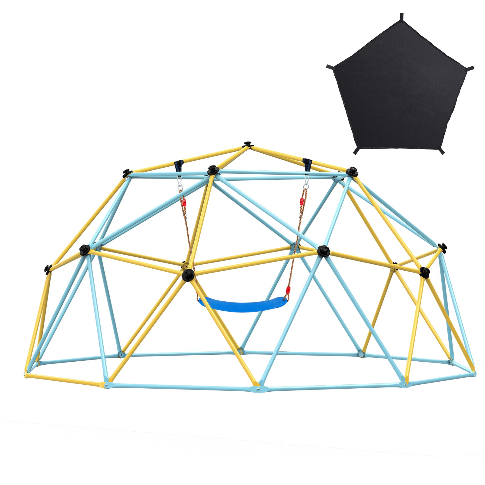 Climbing Dome 10FT Geometric Dome Climber with Hammock Swing Jungle Gym