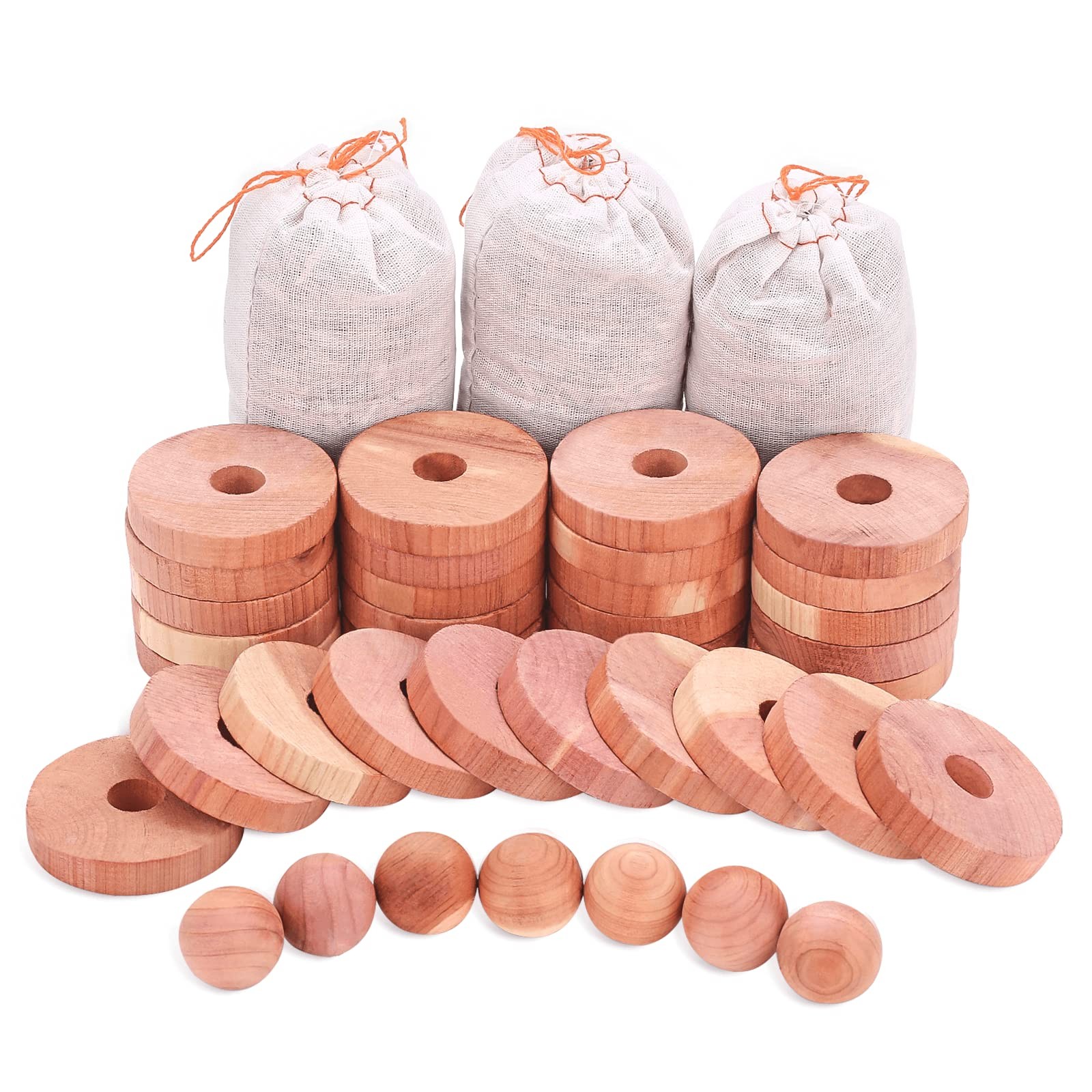 Cedar Chips and Bags, Fresh Cedar Wood Rings and Sachets for Clothes and Shoe...