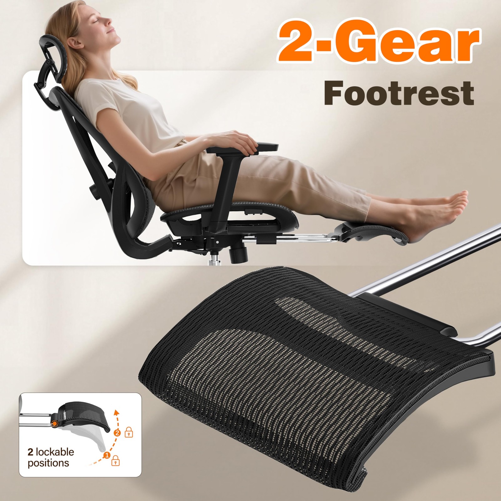 GABRYLLY Ergonomic Office Chair with Footrest, 135° Reclining Desk Chair with...