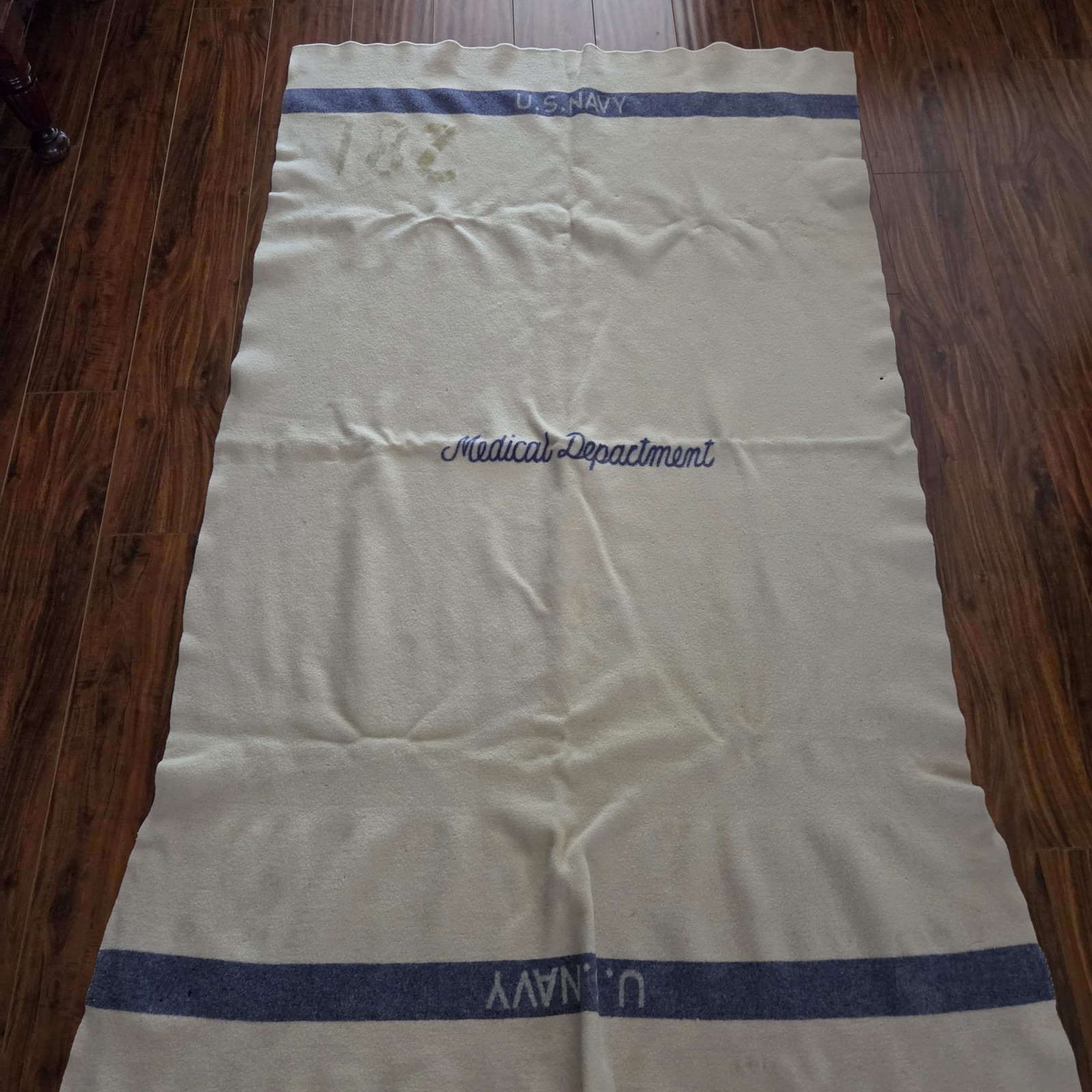 Vintage Authentic Us Navy Medical Department All Wool Blanket 48 x 76 1940S1950S