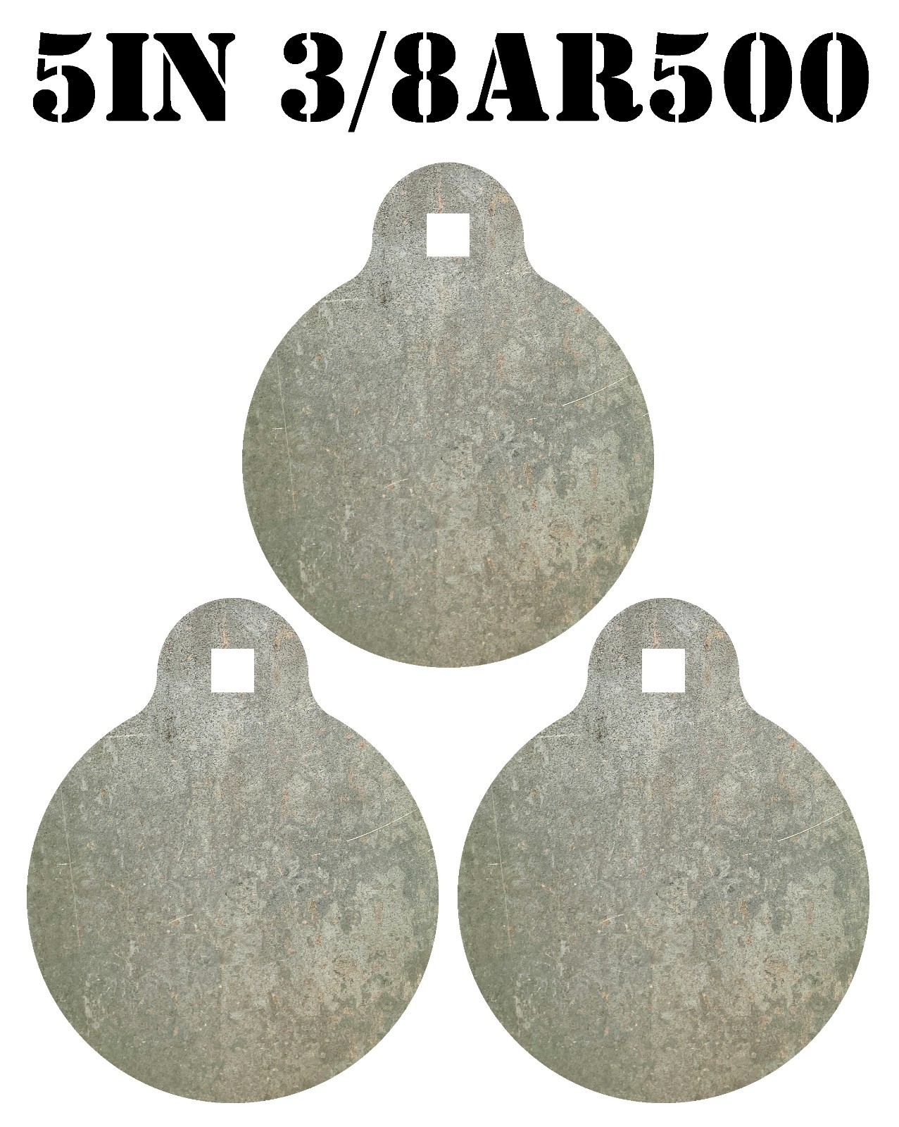 3/8" AR500 Hardened 5" Metal Steel Shooting Range Rifle/Pistol Target Gongs 3pc