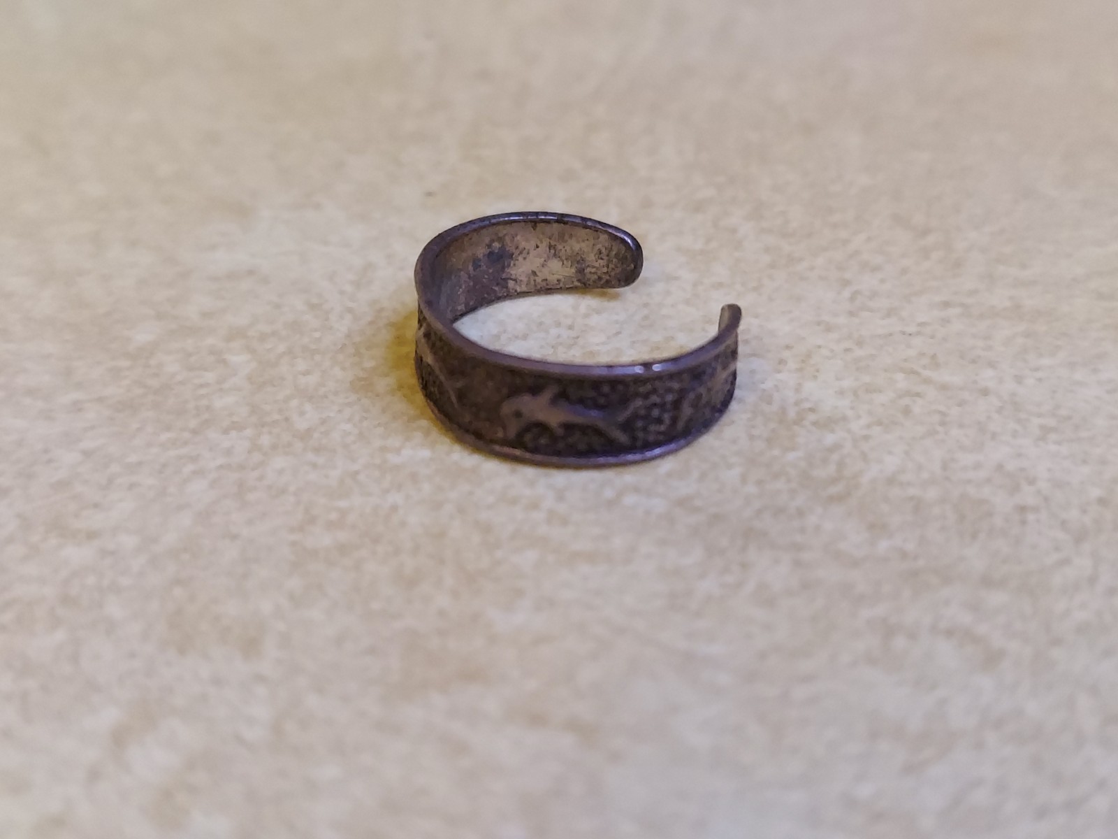 Vintage Sterling Silver 925 Dolphin Small Toe Ring Adjustable