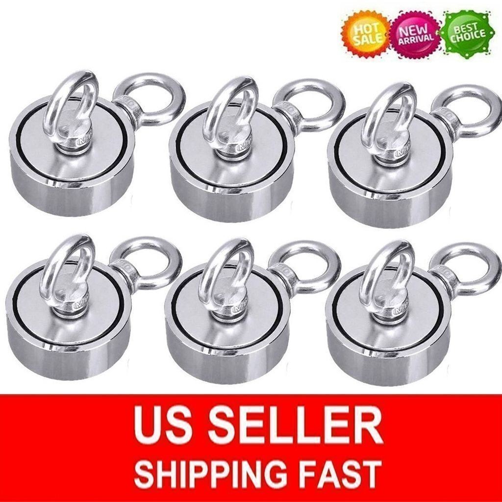 1/2/6pcs Fishing Magnet Kit 1000LB Pull Force Treasure Hunt Magnet Double Sided