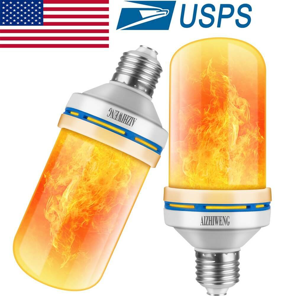 LED Flame Light Bulbs, 4 Modes E26 Base Flame Bulb with Gravity Sensor (2 PCS)