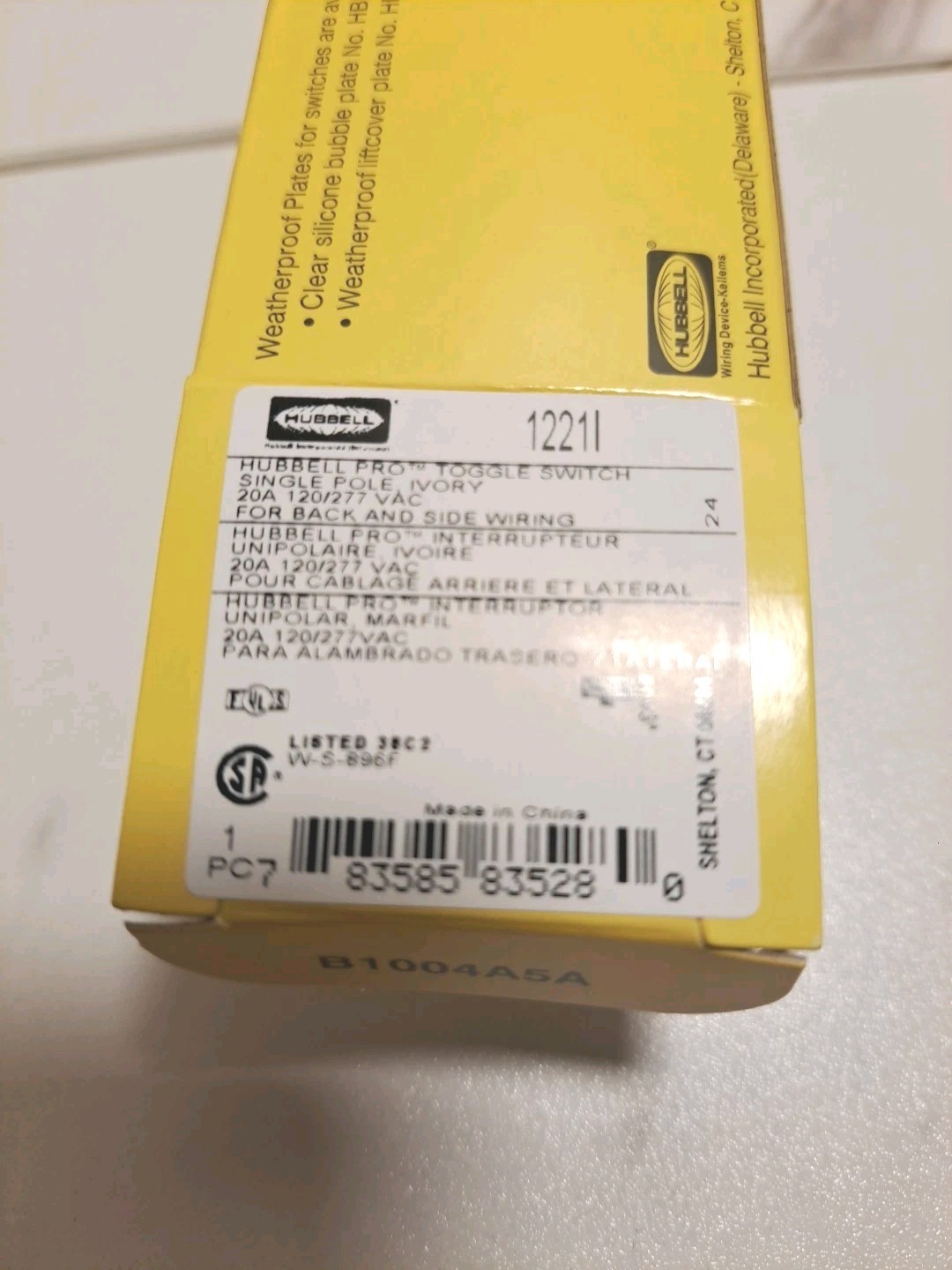 Hubbell 1221I Ivory Single Pole Switch 20A 120 NIB!